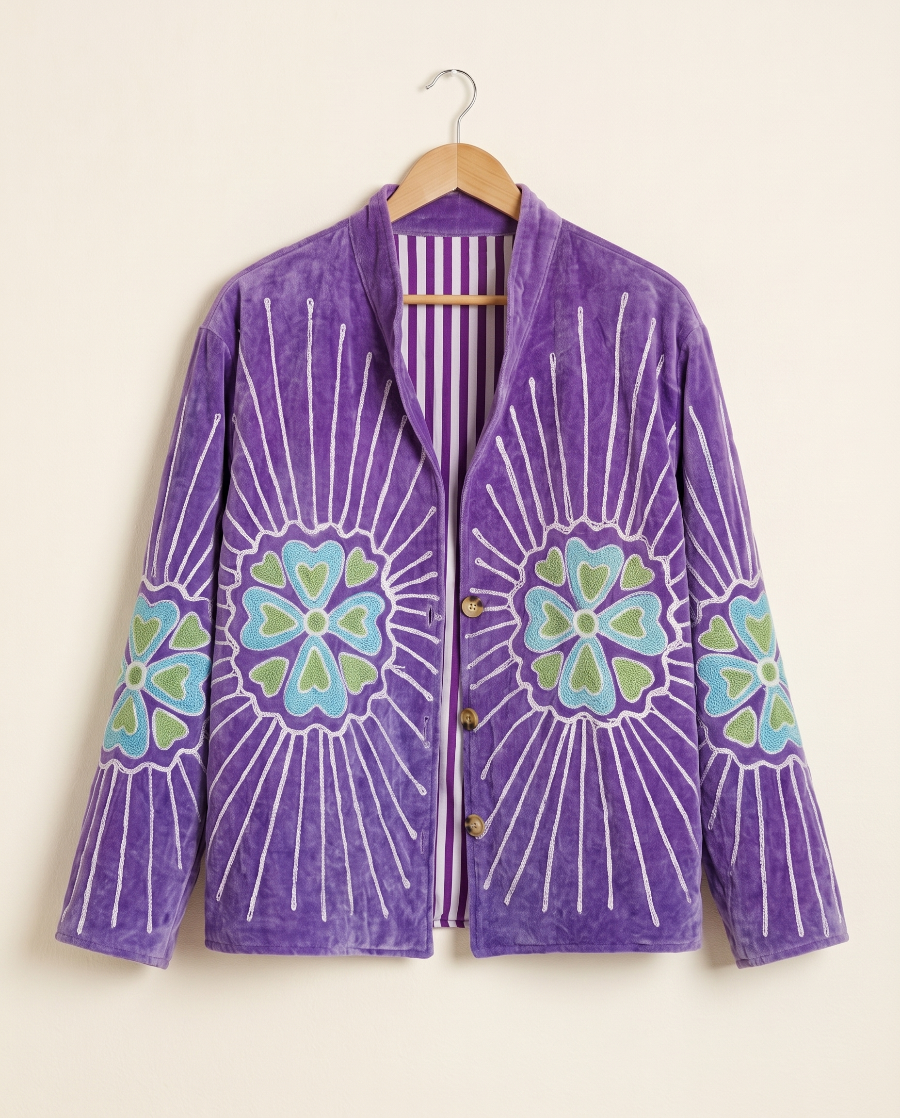 Veste en velours brodé Veda – Violet