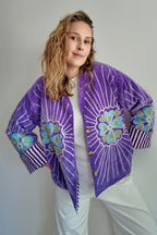 Veste en velours brodé Veda – Violet