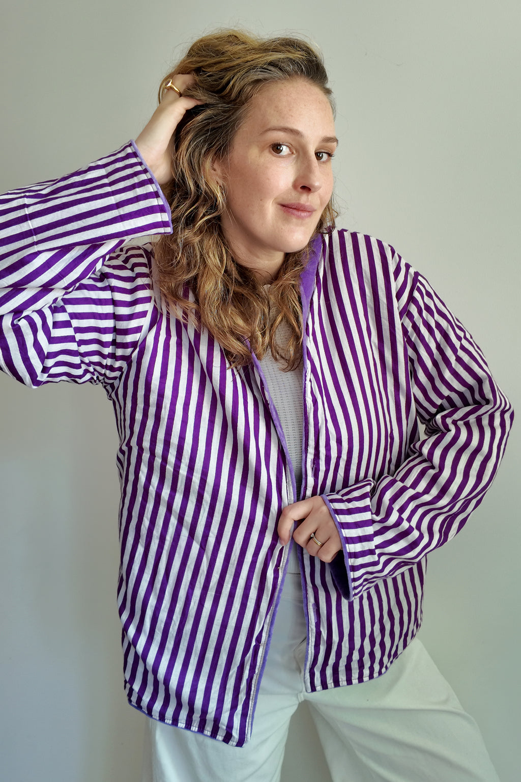 Veste en velours brodé Veda – Violet