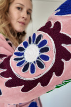 Veste en velours brodé Padma – Rose Poudré